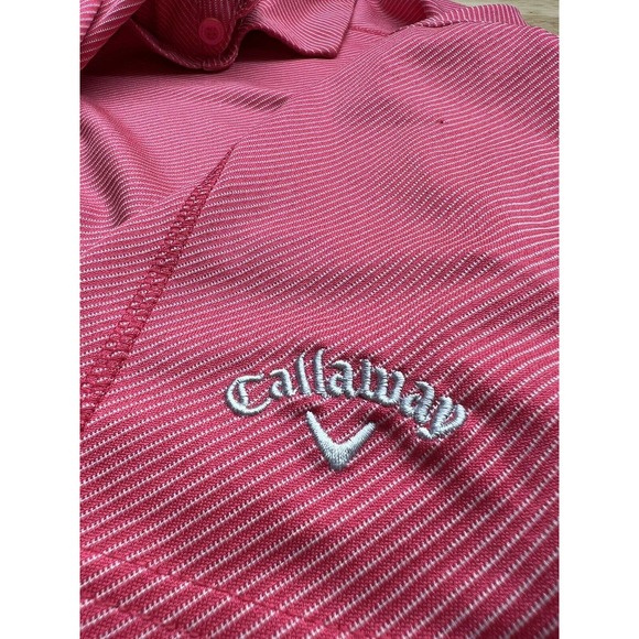 Callaway Opti-Dri Golf Shirt Men's XXL Pink Stripe Geo UPF 50 Stretch - Picture 5 of 6